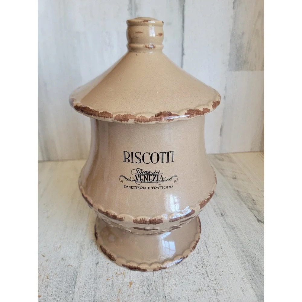 Biscotti Brown Cookie Jar citta del Venezia Ceramic Designpac Panetteria